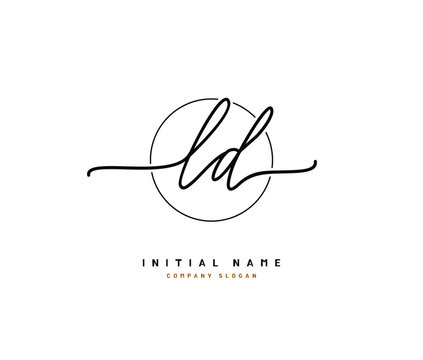 L D LD Beauty vector initial logo, handwriting logo of initial signature, wedding, fashion, jewerly, boutique, floral and botanical with creative template for any company or business.