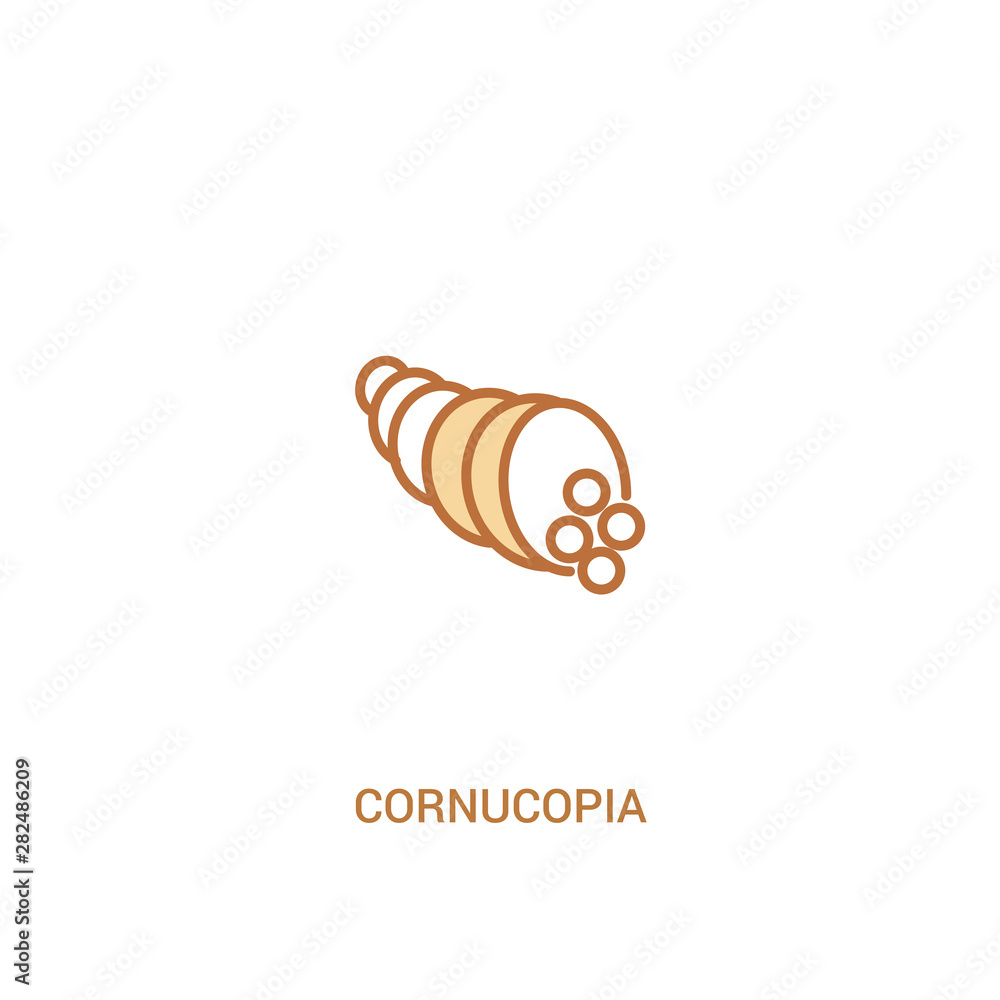 Poster cornucopia concept 2 colored icon. simple line element illustration. outline brown cornucopia symbol