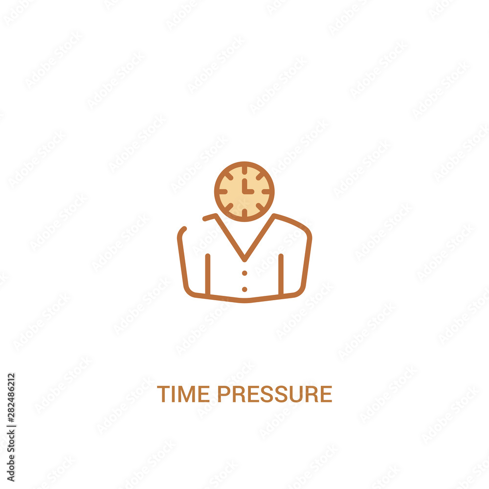 Poster time pressure concept 2 colored icon. simple line element illustration. outline brown time pressure 