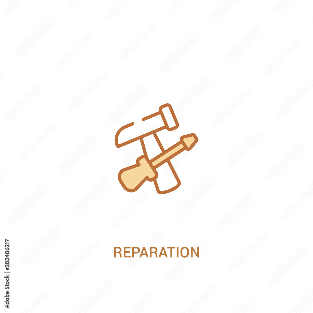 Aufkleber reparation concept 2 colored icon. simple line element illustration. outline brown reparation symbol