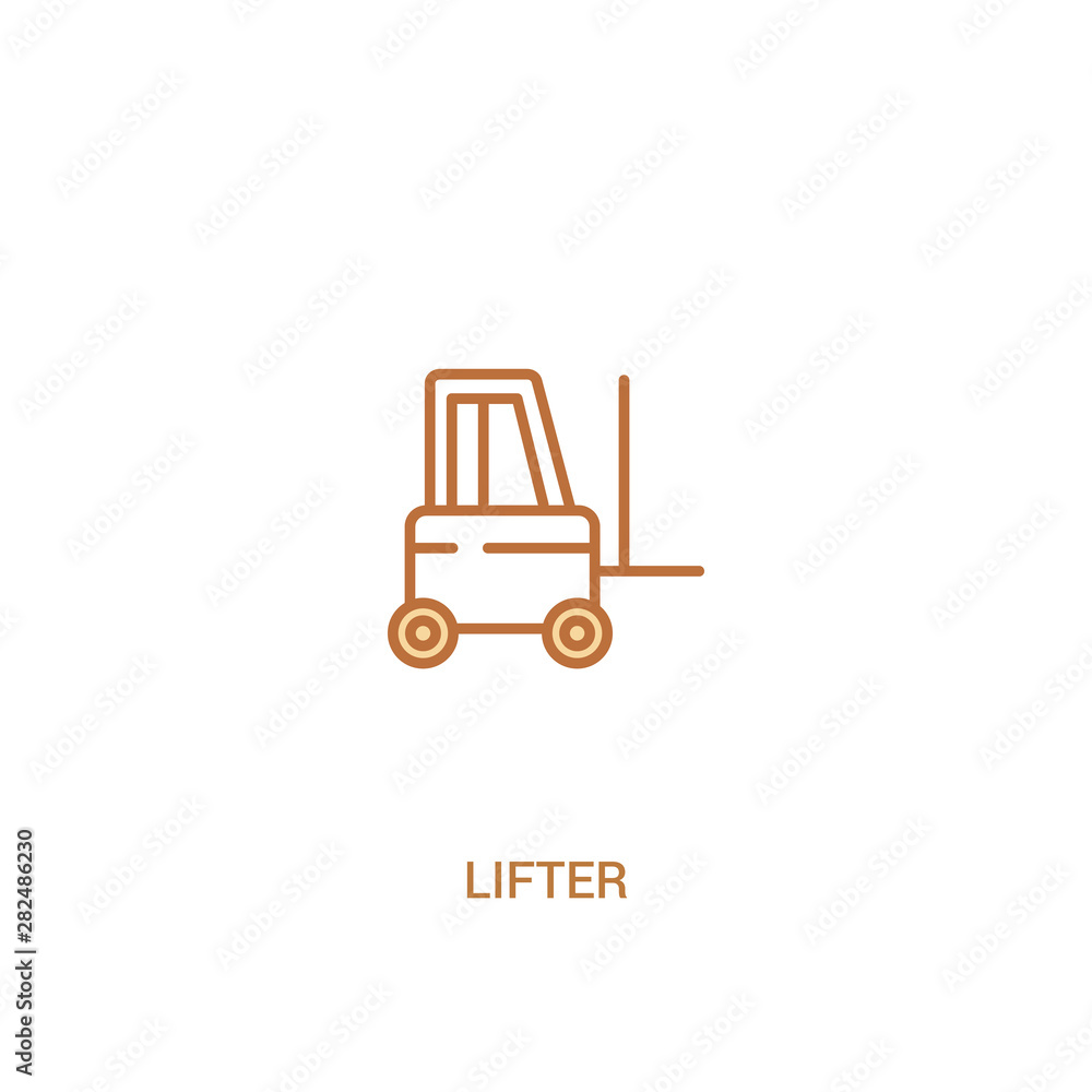 Poster lifter concept 2 colored icon. simple line element illustration. outline brown lifter symbol. can be
