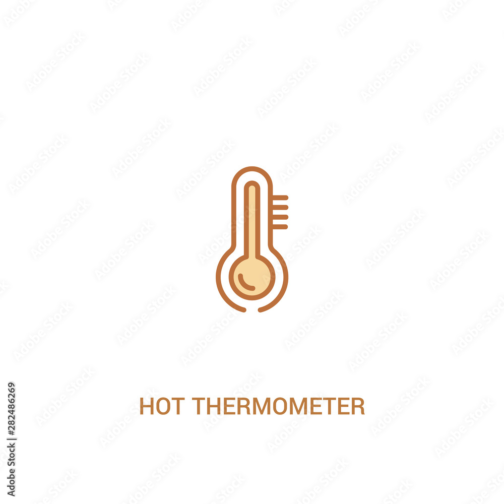 Poster hot thermometer concept 2 colored icon. simple line element illustration. outline brown hot thermome