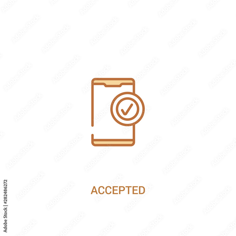 Poster accepted concept 2 colored icon. simple line element illustration. outline brown accepted symbol. ca