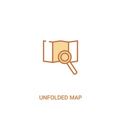 unfolded map concept 2 colored icon. simple line element illustration. outline brown unfolded map symbol. can be used for web and mobile ui/ux.