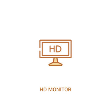 hd monitor concept 2 colored icon. simple line element illustration. outline brown hd monitor symbol. can be used for web and mobile ui/ux.