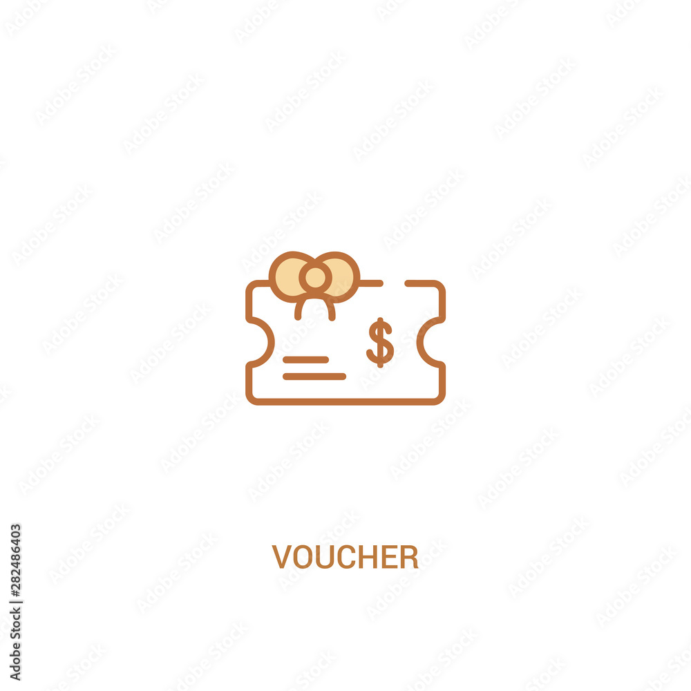 Poster voucher concept 2 colored icon. simple line element illustration. outline brown voucher symbol. can 