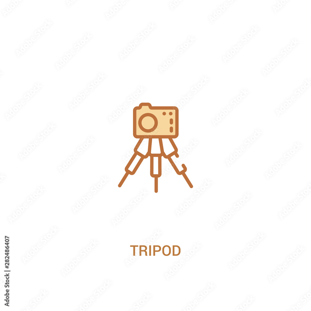 Poster tripod concept 2 colored icon. simple line element illustration. outline brown tripod symbol. can be