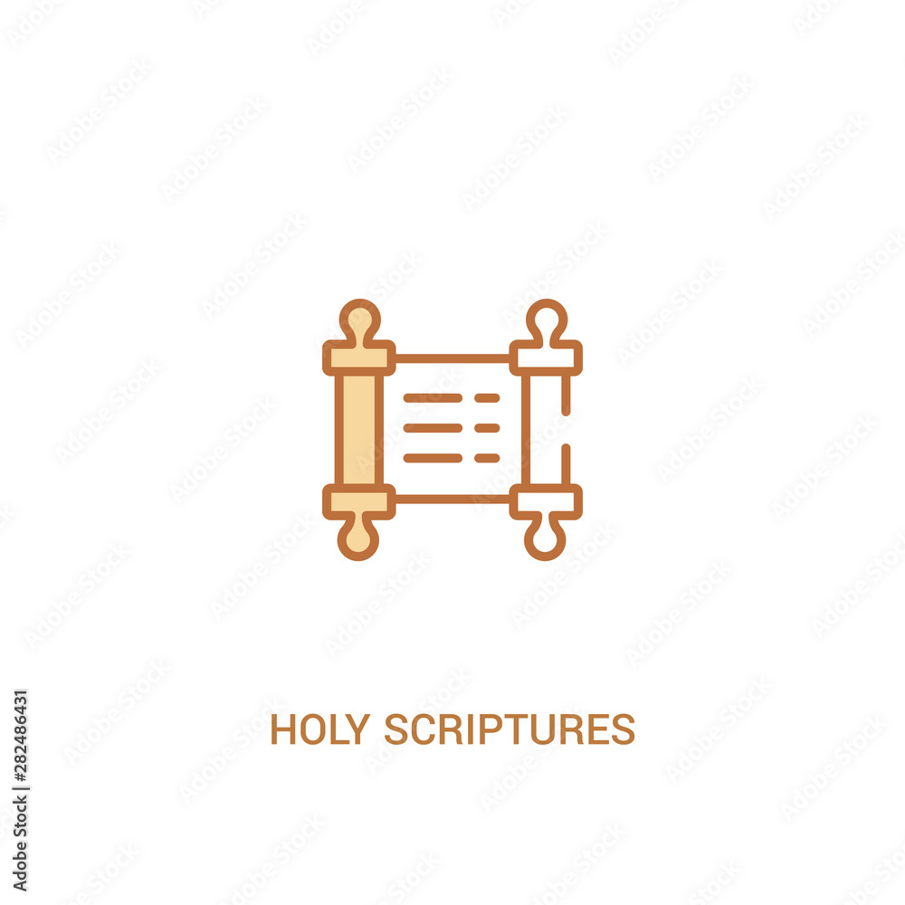 Poster holy scriptures concept 2 colored icon. simple line element illustration. outline brown holy scriptu