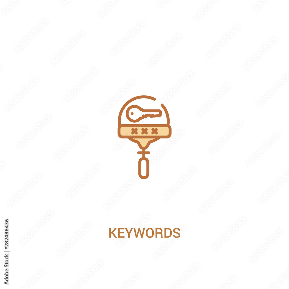 Poster keywords concept 2 colored icon. simple line element illustration. outline brown keywords symbol. ca