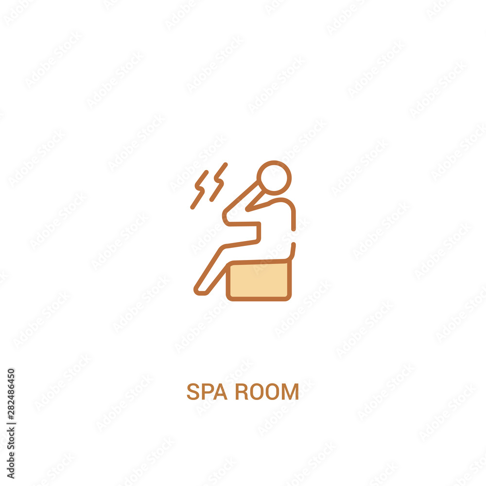 Poster spa room concept 2 colored icon. simple line element illustration. outline brown spa room symbol. ca