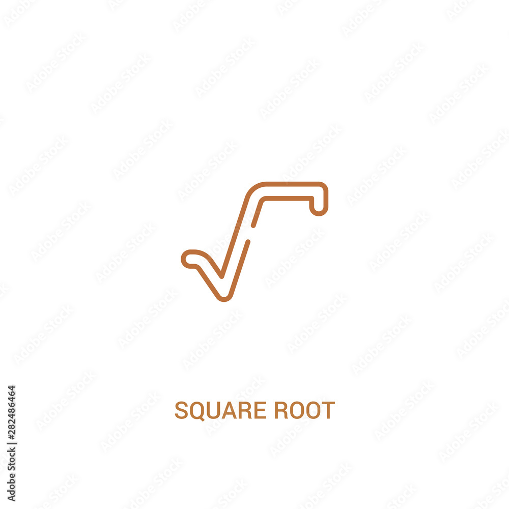 Poster square root concept 2 colored icon. simple line element illustration. outline brown square root symb