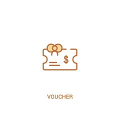 voucher concept 2 colored icon. simple line element illustration. outline brown voucher symbol. can be used for web and mobile ui/ux.