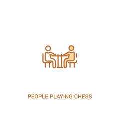 people playing chess concept 2 colored icon. simple line element illustration. outline brown people playing chess symbol. can be used for web and mobile ui/ux.