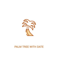 palm tree with date concept 2 colored icon. simple line element illustration. outline brown palm tree with date symbol. can be used for web and mobile ui/ux.
