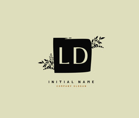 L D LD Beauty vector initial logo, handwriting logo of initial signature, wedding, fashion, jewerly, boutique, floral and botanical with creative template for any company or business.