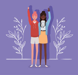 young and beautiful interracial girls couple characters