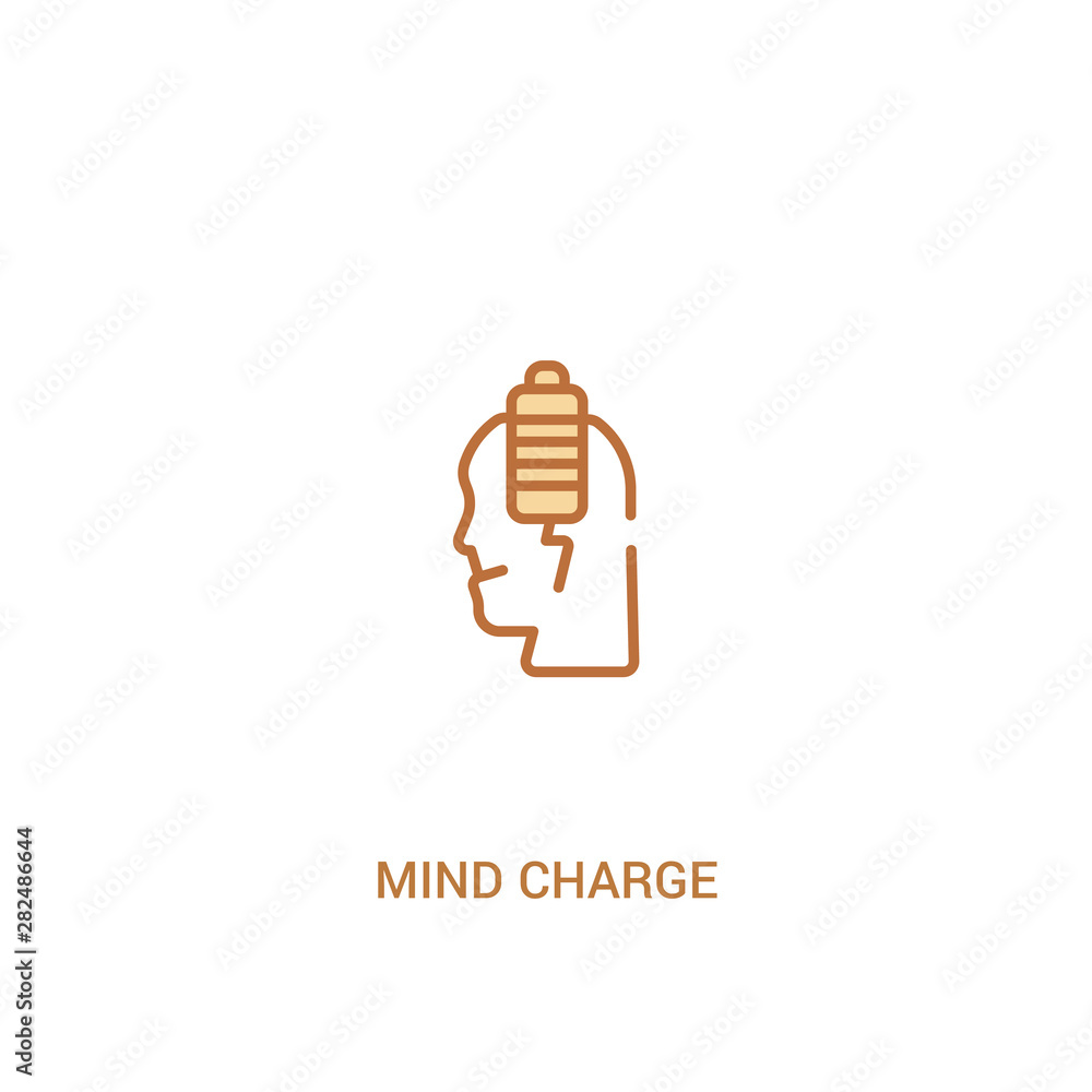 Aufkleber mind charge concept 2 colored icon. simple line element illustration. outline brown mind charge symb