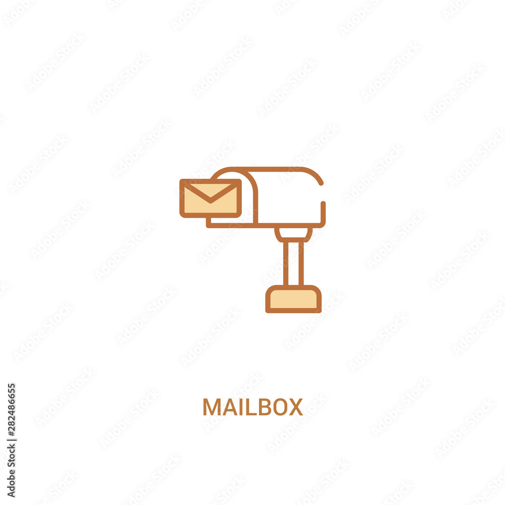 Poster mailbox concept 2 colored icon. simple line element illustration. outline brown mailbox symbol. can 