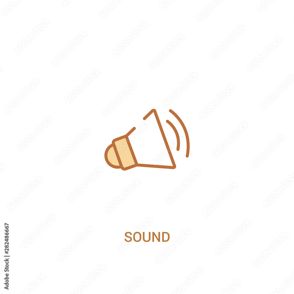 Poster sound concept 2 colored icon. simple line element illustration. outline brown sound symbol. can be u