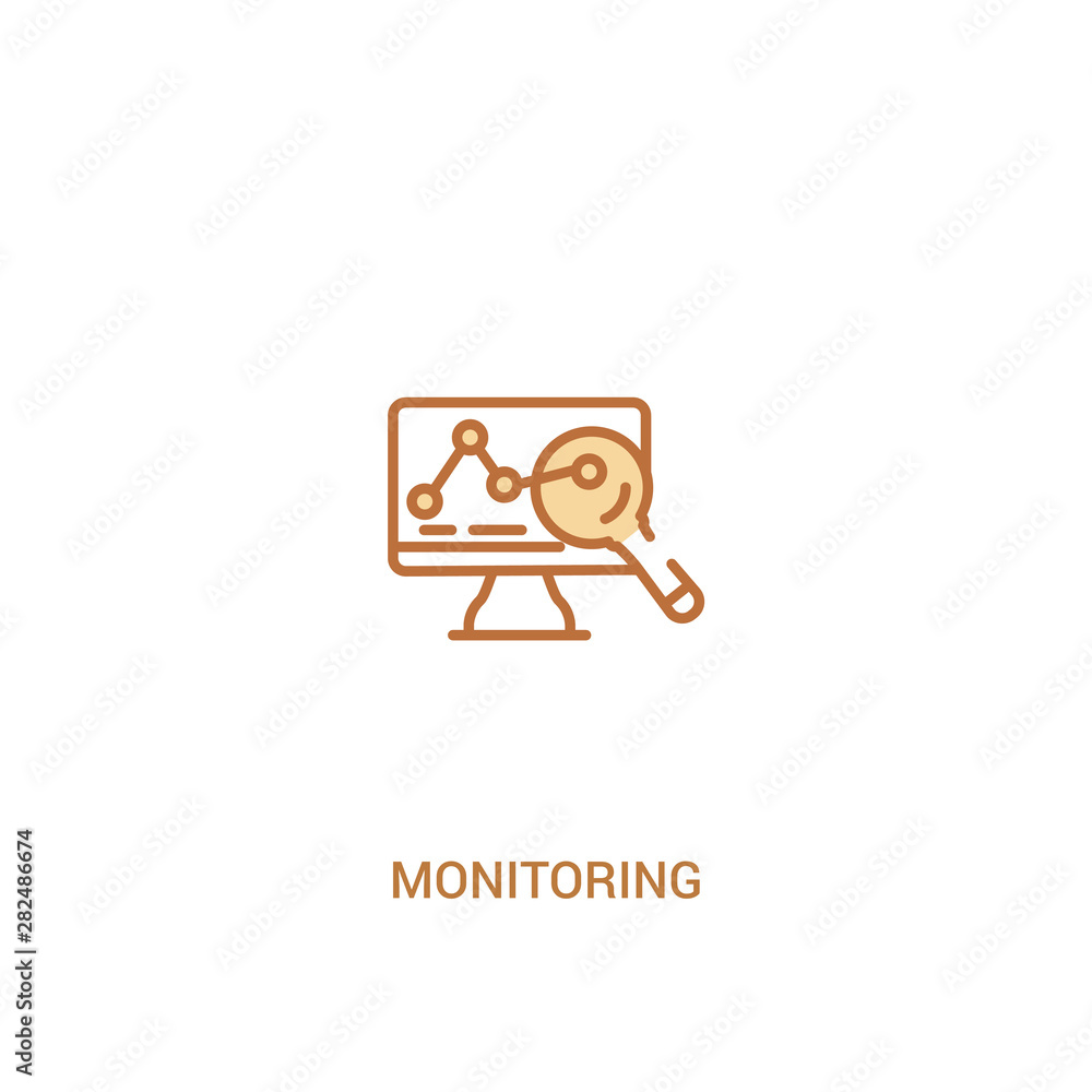 Poster monitoring concept 2 colored icon. simple line element illustration. outline brown monitoring symbol