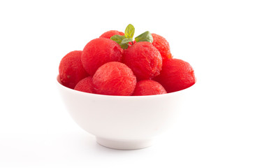 Juicy Watermelon Balls Isolated on a White Background