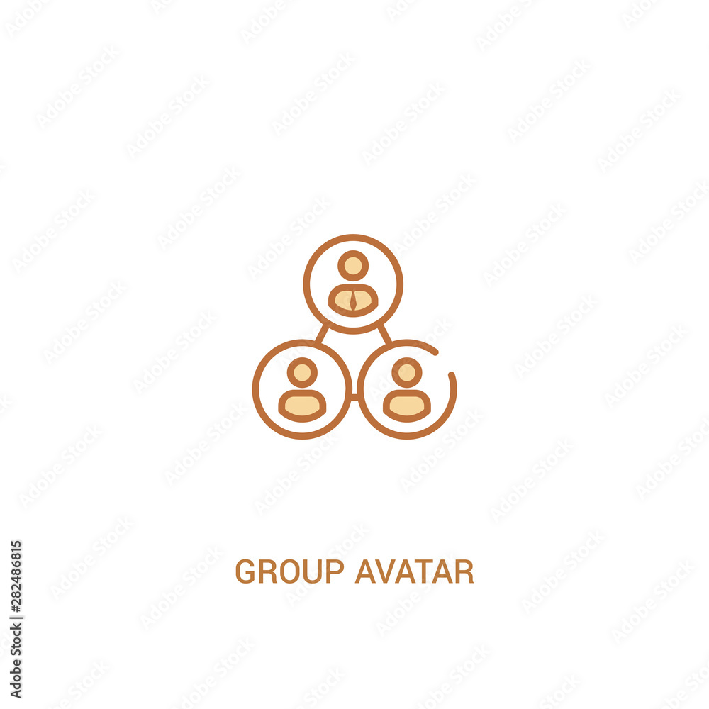 Poster group avatar concept 2 colored icon. simple line element illustration. outline brown group avatar sy