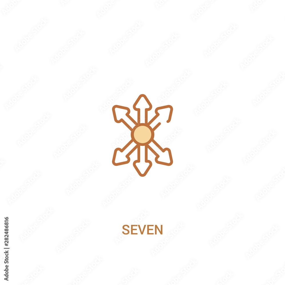 Aufkleber seven concept 2 colored icon. simple line element illustration. outline brown seven symbol. can be u