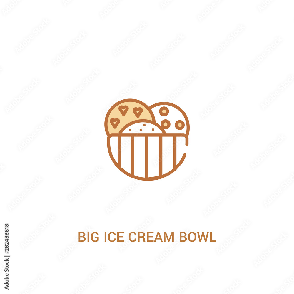 Poster big ice cream bowl concept 2 colored icon. simple line element illustration. outline brown big ice c