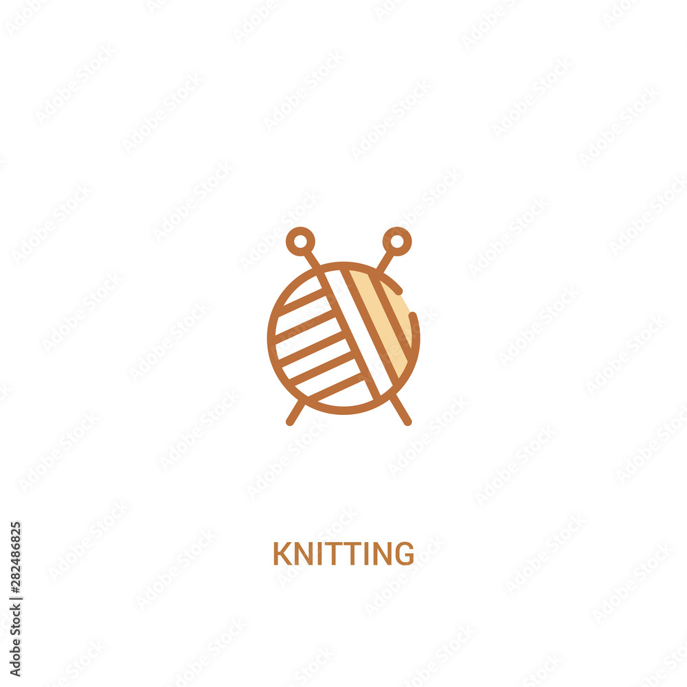 Poster knitting concept 2 colored icon. simple line element illustration. outline brown knitting symbol. ca