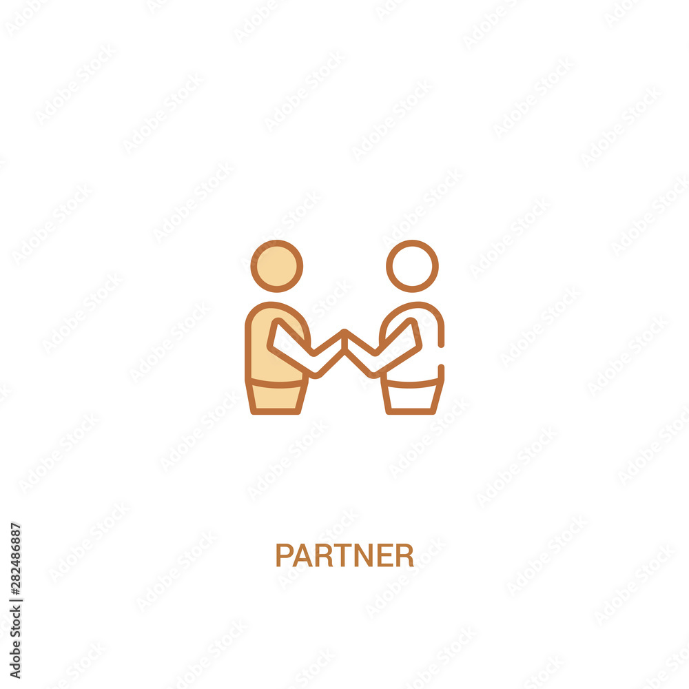 Poster partner concept 2 colored icon. simple line element illustration. outline brown partner symbol. can 