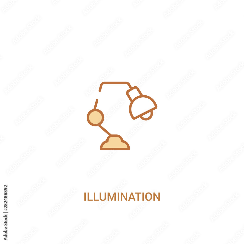 Poster illumination concept 2 colored icon. simple line element illustration. outline brown illumination sy