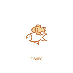 fishes concept 2 colored icon. simple line element illustration. outline brown fishes symbol. can be used for web and mobile ui/ux.