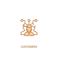 customers concept 2 colored icon. simple line element illustration. outline brown customers symbol. can be used for web and mobile ui/ux.