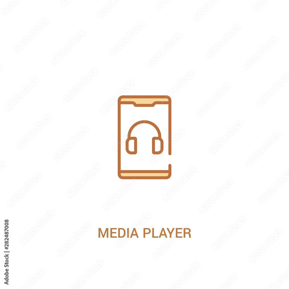Poster media player concept 2 colored icon. simple line element illustration. outline brown media player sy