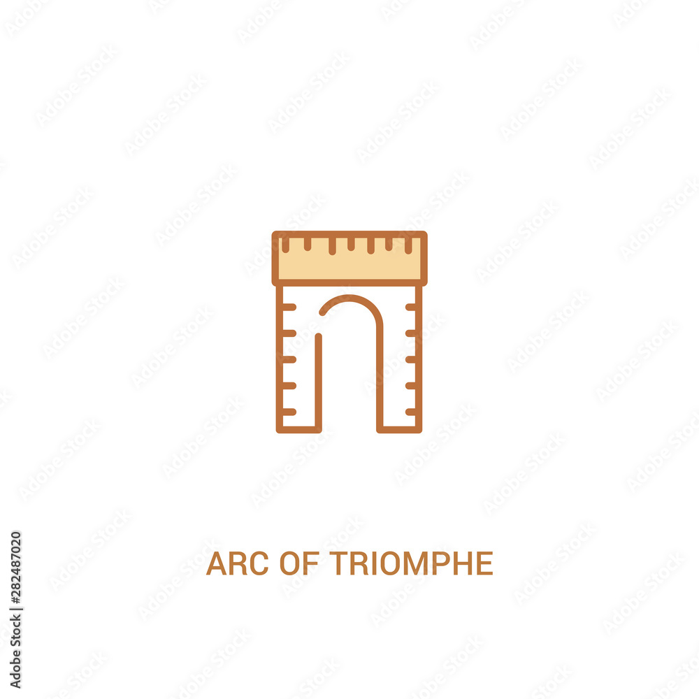 Poster arc of triomphe concept 2 colored icon. simple line element illustration. outline brown arc of triom