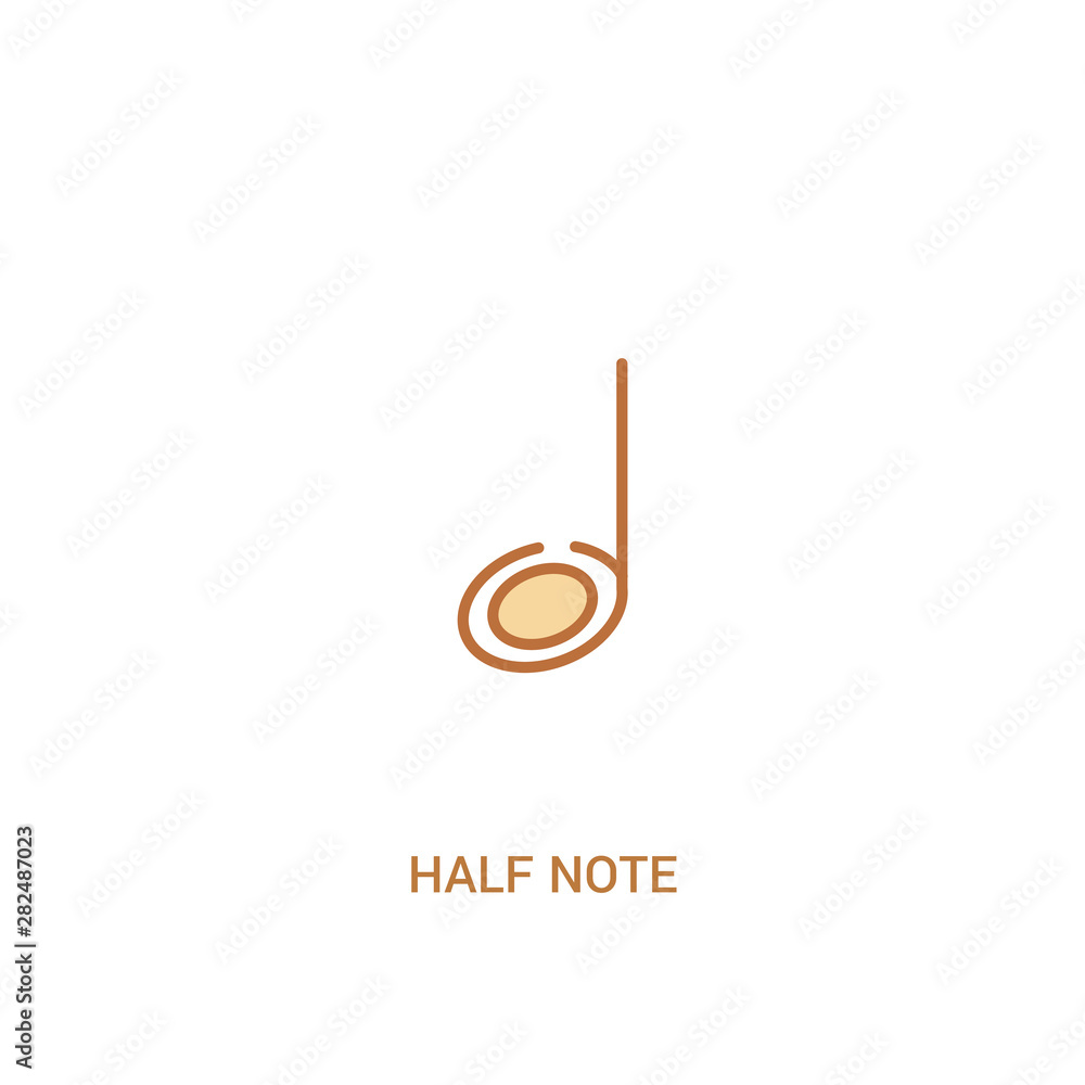 Poster half note concept 2 colored icon. simple line element illustration. outline brown half note symbol. 