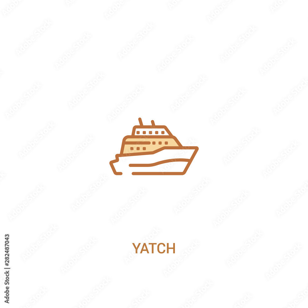 Poster yatch concept 2 colored icon. simple line element illustration. outline brown yatch symbol. can be u