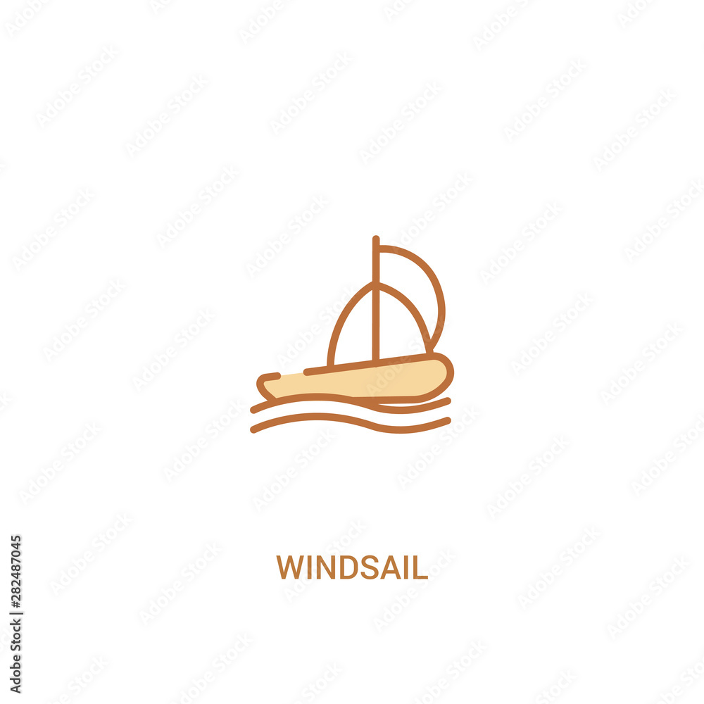 Poster windsail concept 2 colored icon. simple line element illustration. outline brown windsail symbol. ca