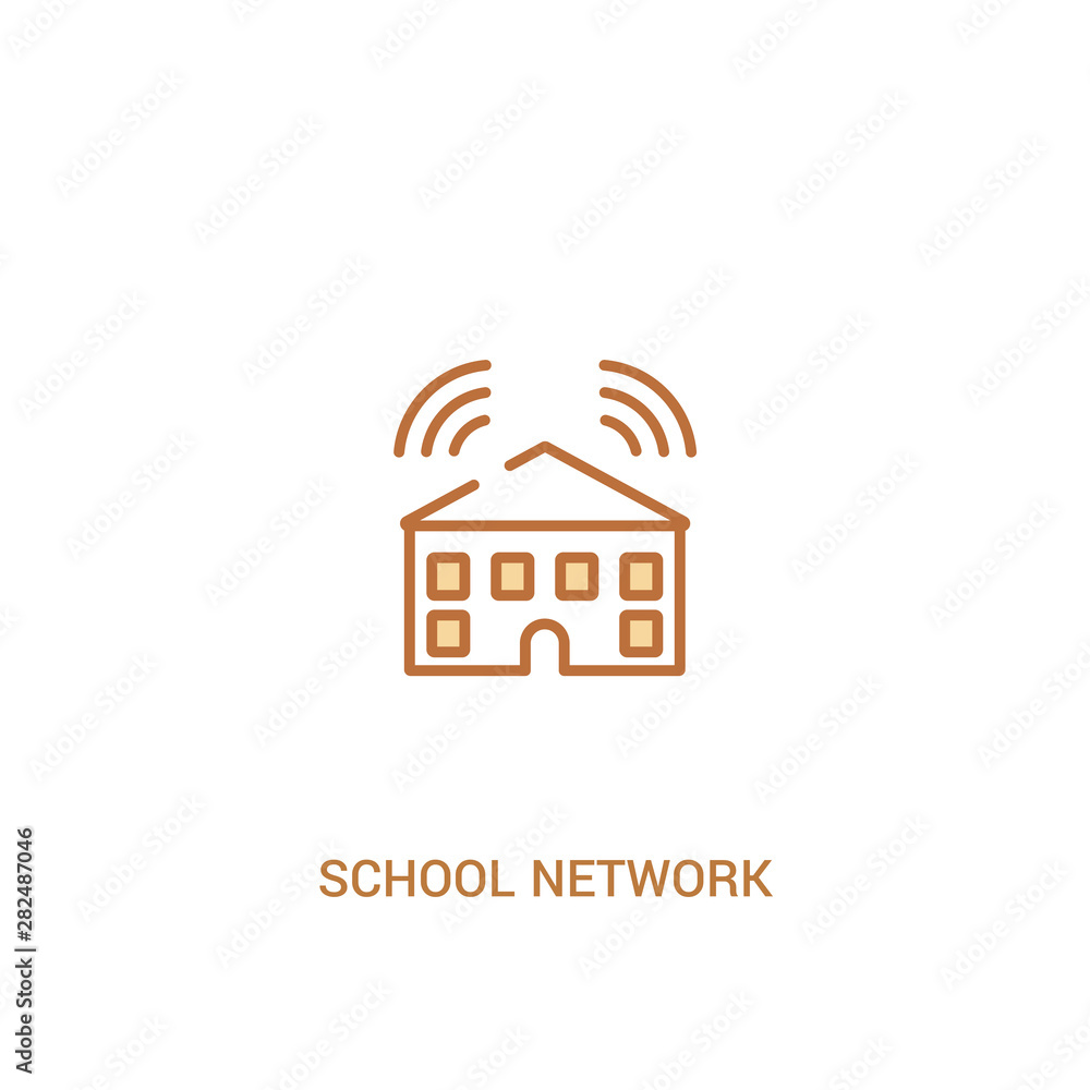 Aufkleber school network concept 2 colored icon. simple line element illustration. outline brown school networ