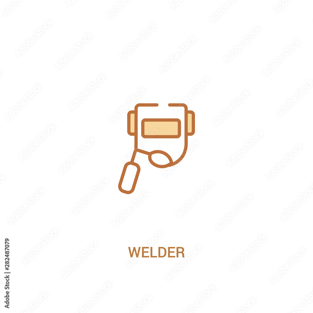 Poster welder concept 2 colored icon. simple line element illustration. outline brown welder symbol. can be