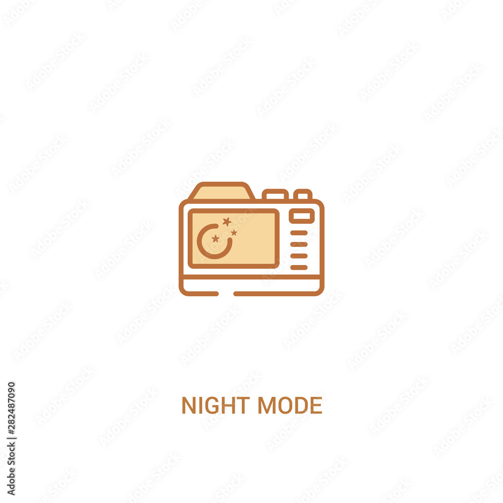 Poster night mode concept 2 colored icon. simple line element illustration. outline brown night mode symbol