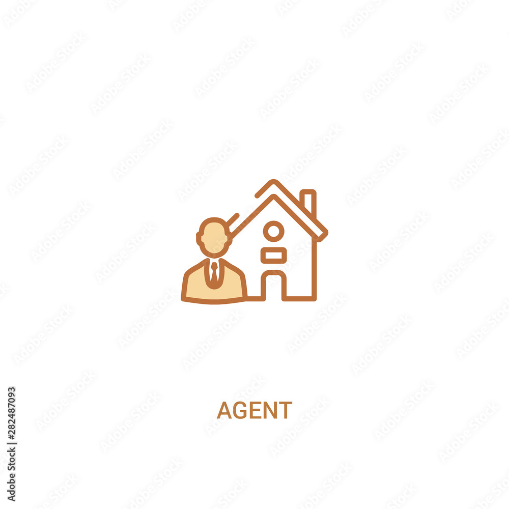 Poster agent concept 2 colored icon. simple line element illustration. outline brown agent symbol. can be u