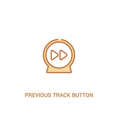 previous track button concept 2 colored icon. simple line element illustration. outline brown previous track button symbol. can be used for web and mobile ui/ux.