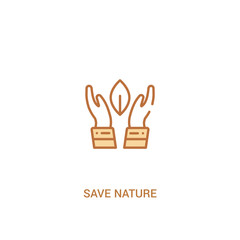 save nature concept 2 colored icon. simple line element illustration. outline brown save nature symbol. can be used for web and mobile ui/ux.