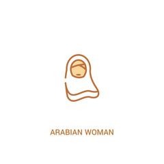 arabian woman concept 2 colored icon. simple line element illustration. outline brown arabian woman symbol. can be used for web and mobile ui/ux.