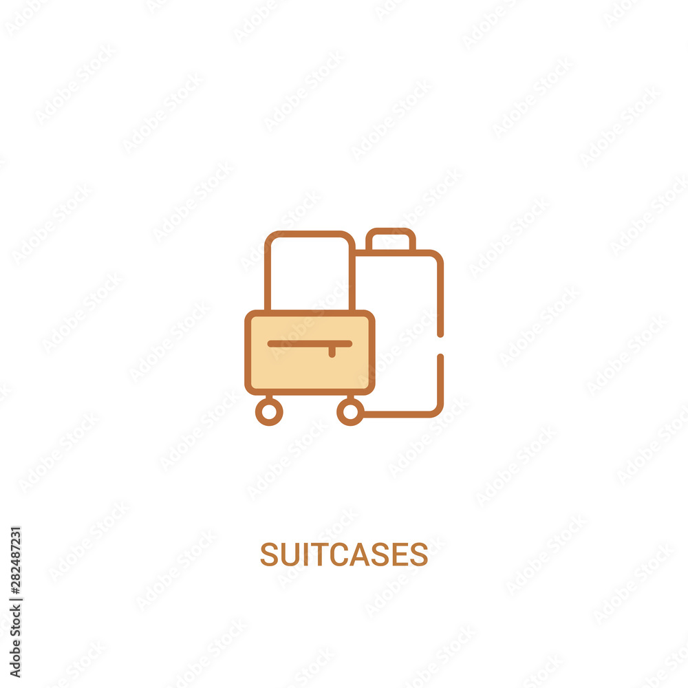 Poster suitcases concept 2 colored icon. simple line element illustration. outline brown suitcases symbol. 