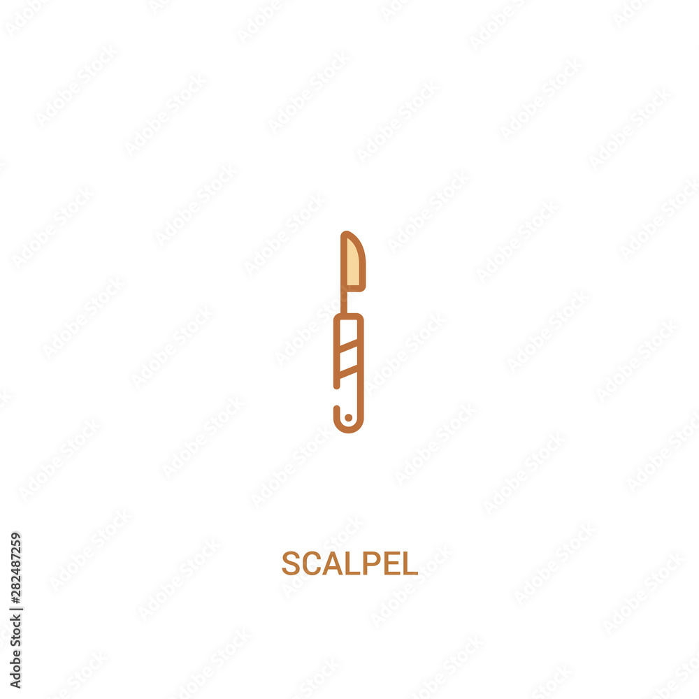 Poster scalpel concept 2 colored icon. simple line element illustration. outline brown scalpel symbol. can 