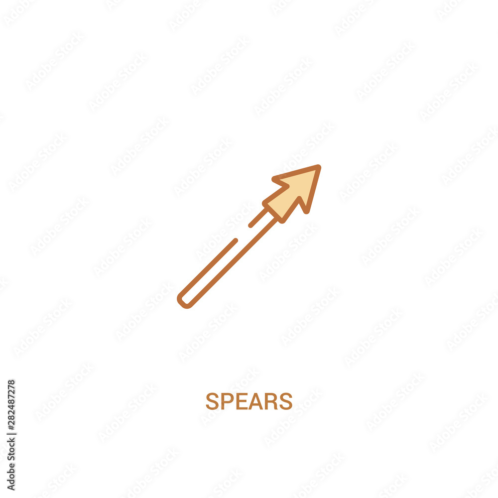 Poster spears concept 2 colored icon. simple line element illustration. outline brown spears symbol. can be