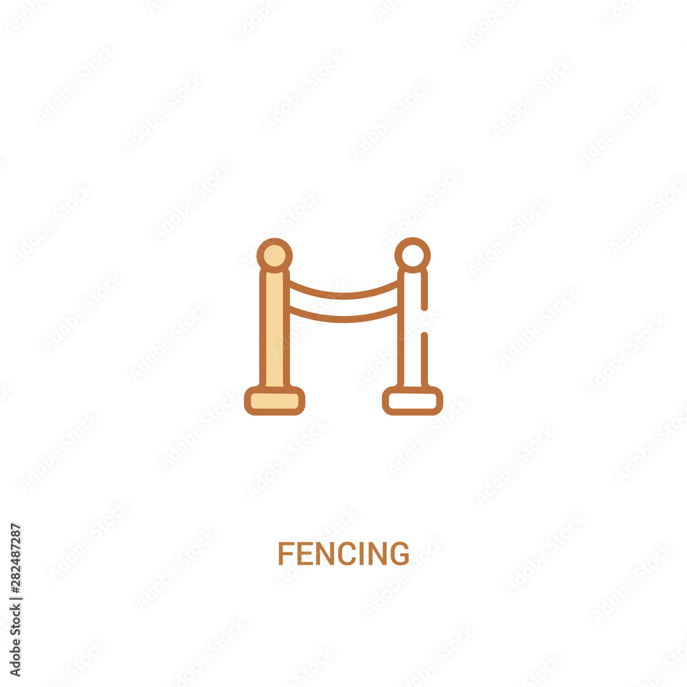 Poster fencing concept 2 colored icon. simple line element illustration. outline brown fencing symbol. can 