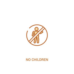 no children concept 2 colored icon. simple line element illustration. outline brown no children symbol. can be used for web and mobile ui/ux.